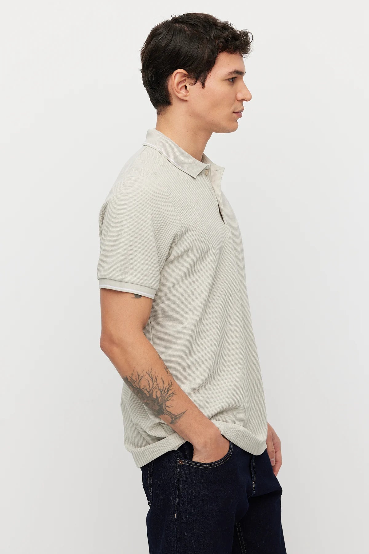 Men's Contrast Stitch Polo Collar T-shirt