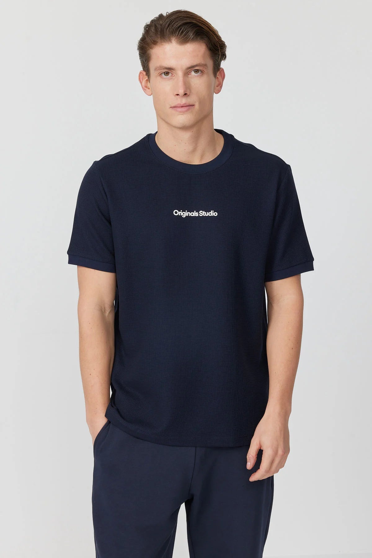 Men's Textured Text Detail T-shirt