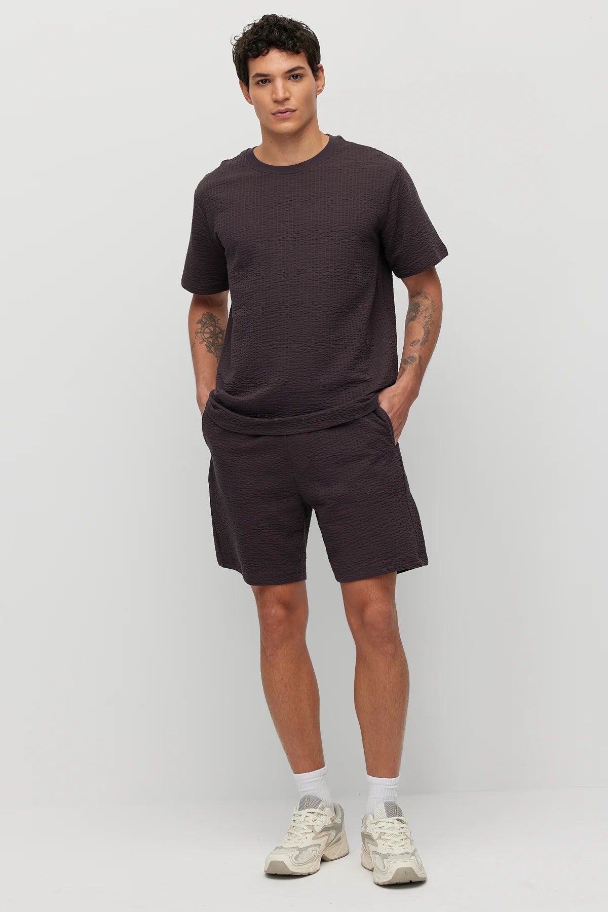 Men's Crew Neck Textured Oversize T-shirt
