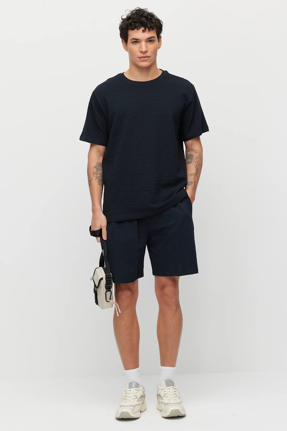 Men's Crew Neck Textured Oversize T-shirt