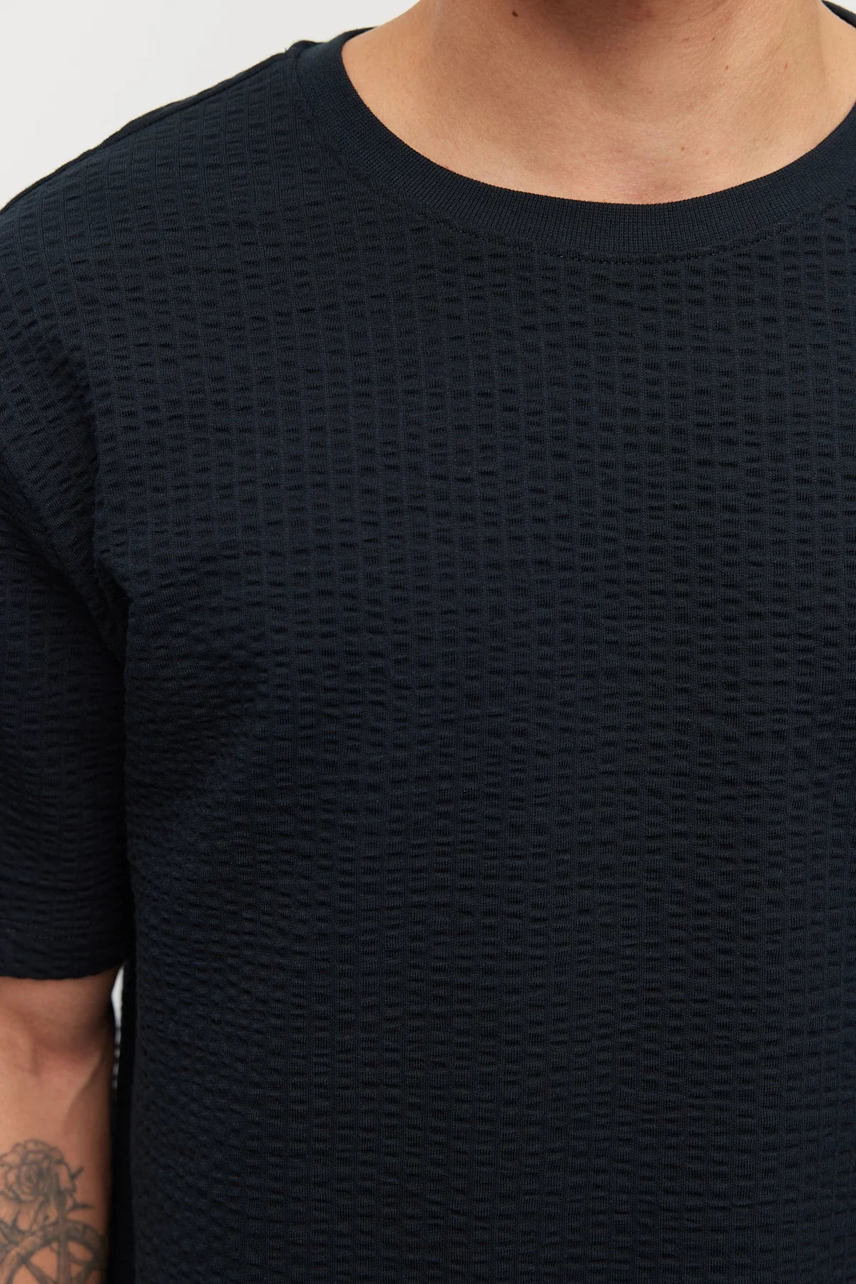 Men's Crew Neck Textured Oversize T-shirt