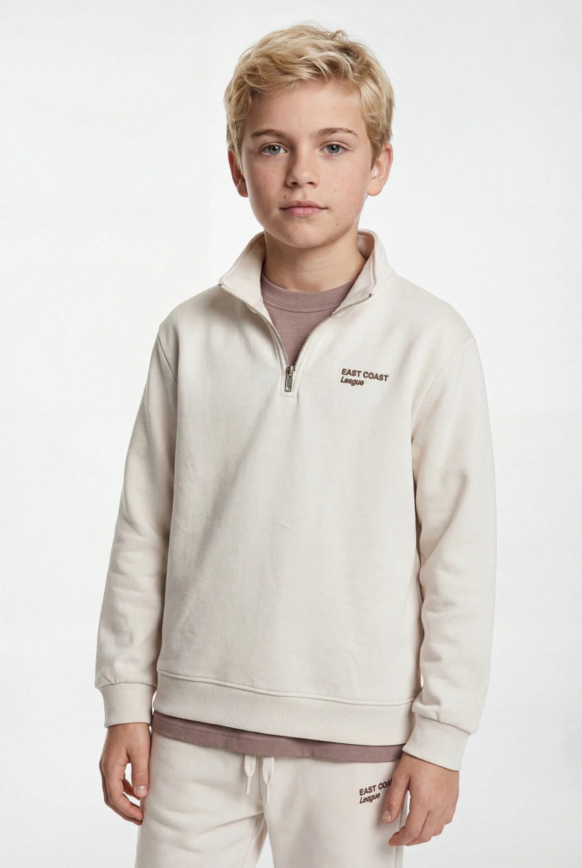 Boys' Stand-Up Collar Half-Zip Sweatshirt