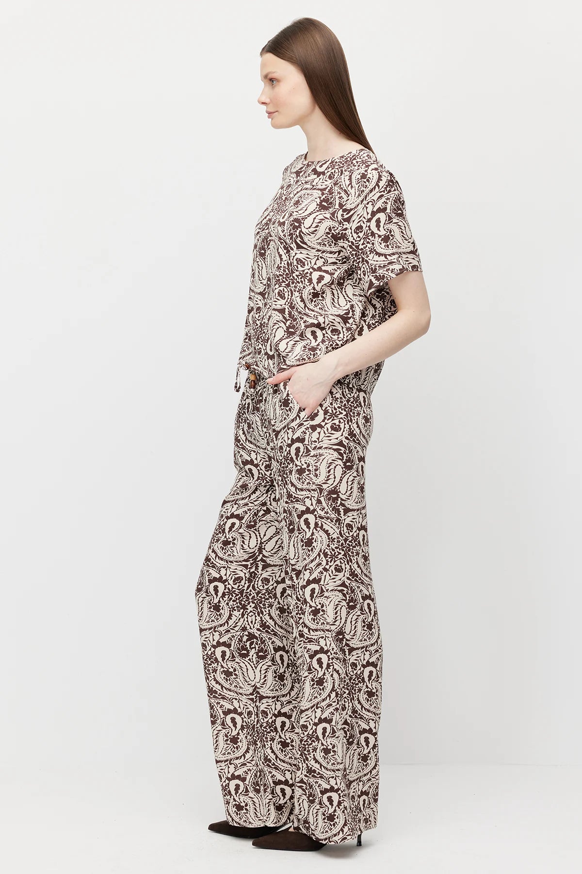 Women's Patterned Trousers with Drawstring Waist