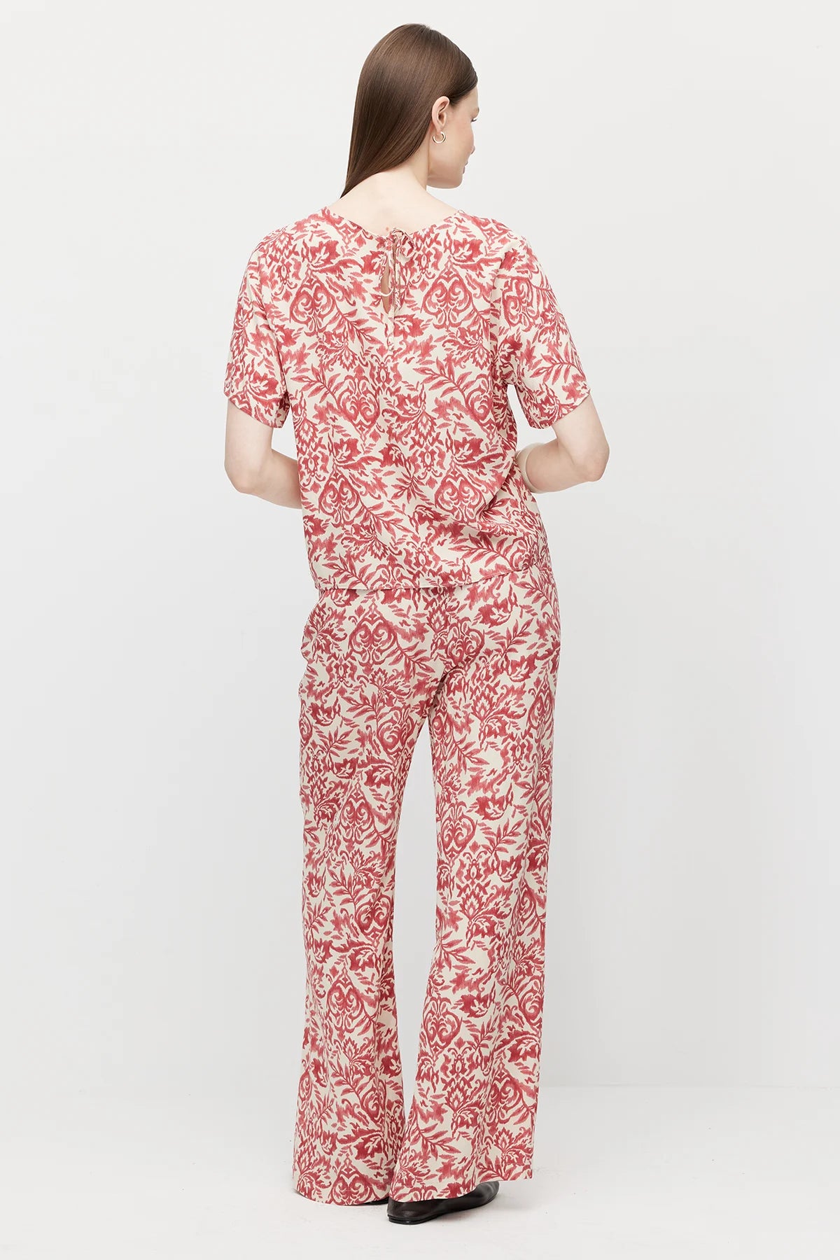 Women's Patterned Trousers with Drawstring Waist