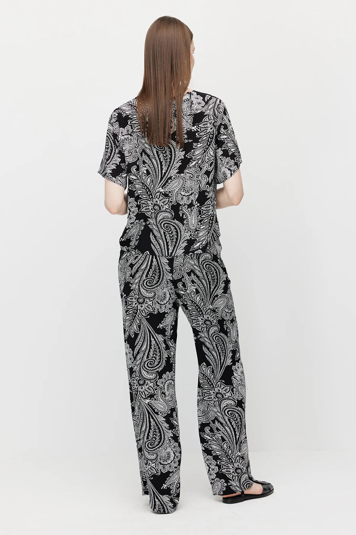 Women's Patterned Trousers with Drawstring Waist