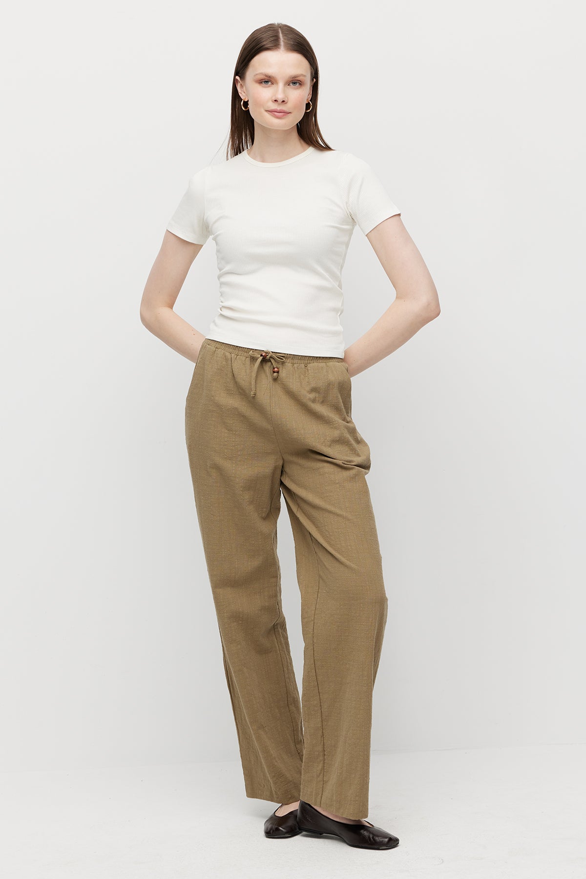 Women's Linen Trousers with Elastic Waistband