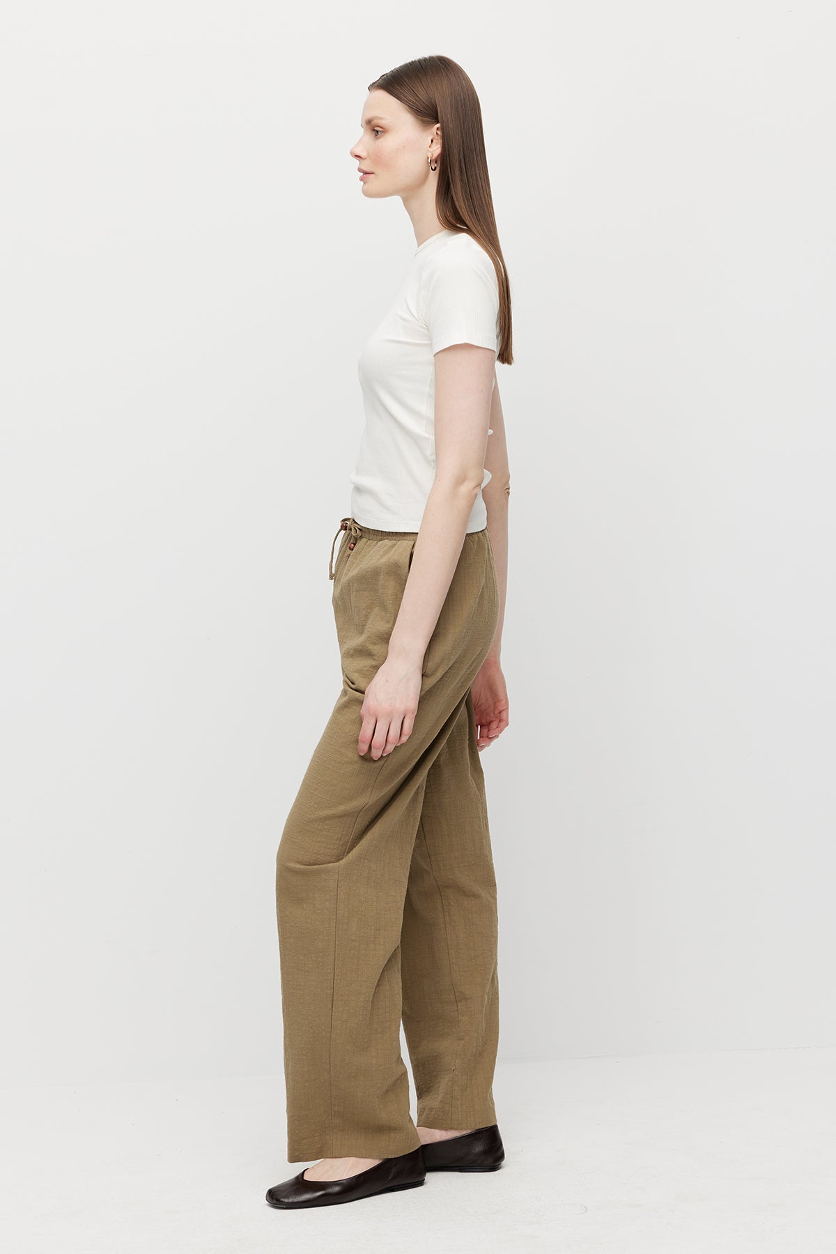 Women's Linen Trousers with Elastic Waistband