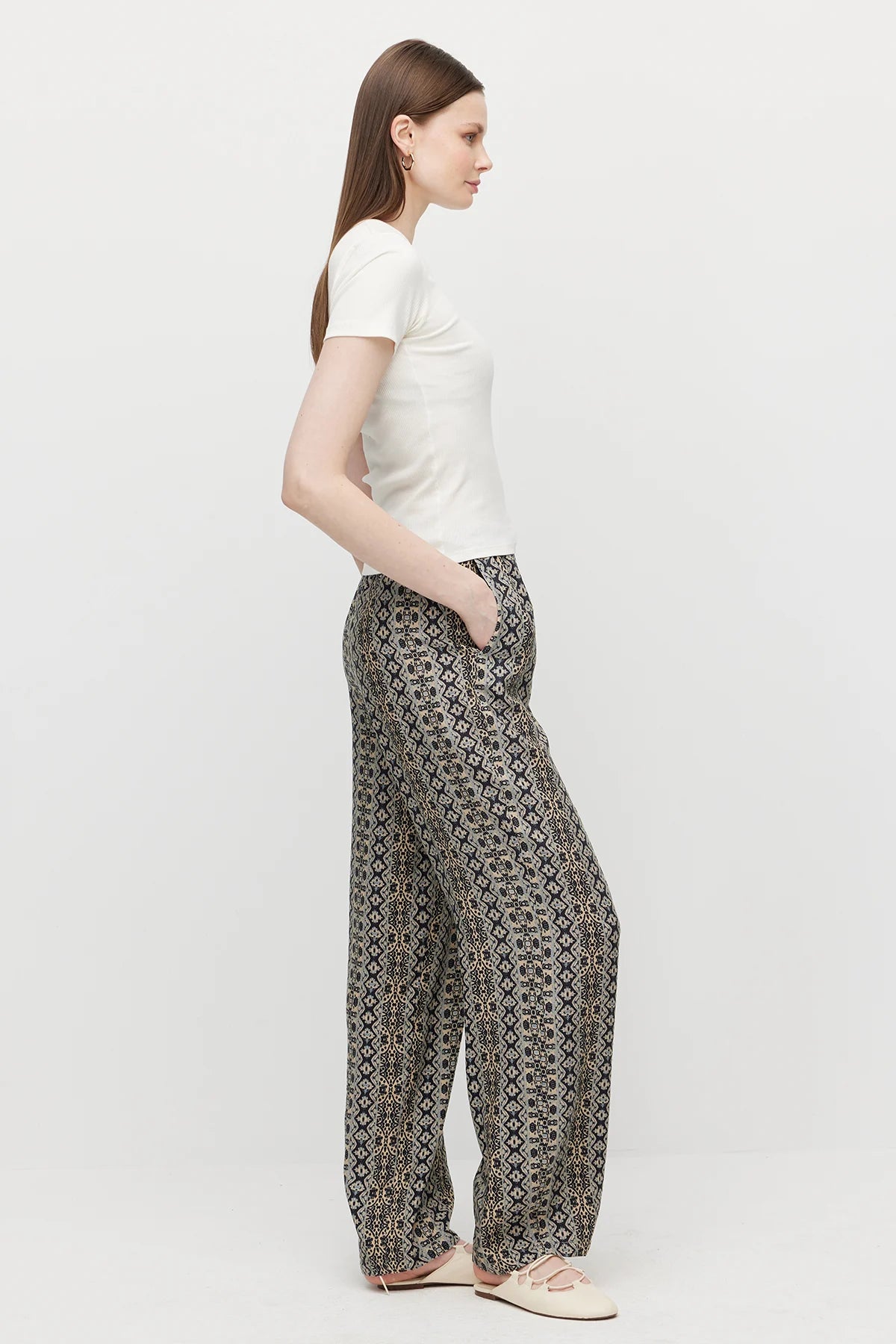 Women's Patterned Double Pocket Trousers