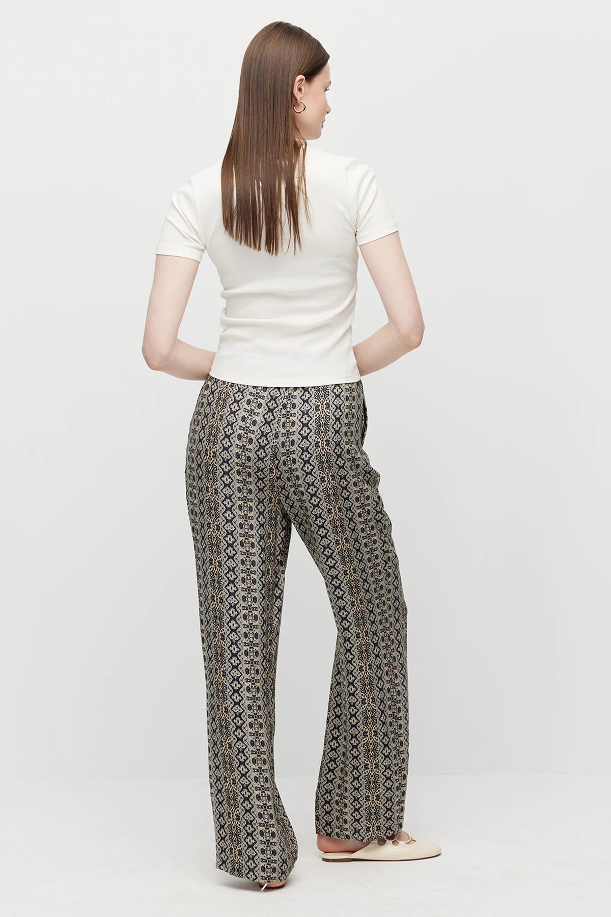 Women's Patterned Double Pocket Trousers