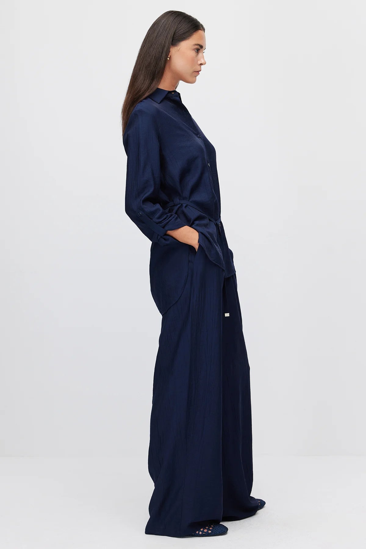 Women's Elastic Waist Wide Leg Trousers