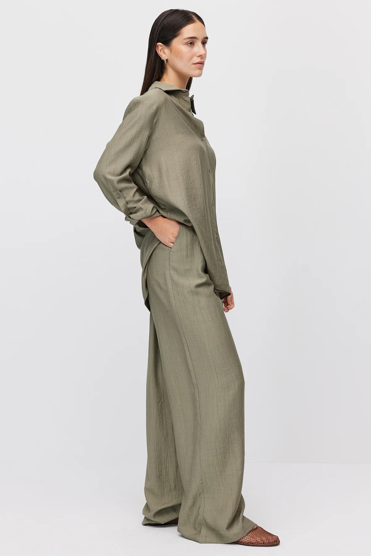 Women's Elastic Waist Wide Leg Trousers