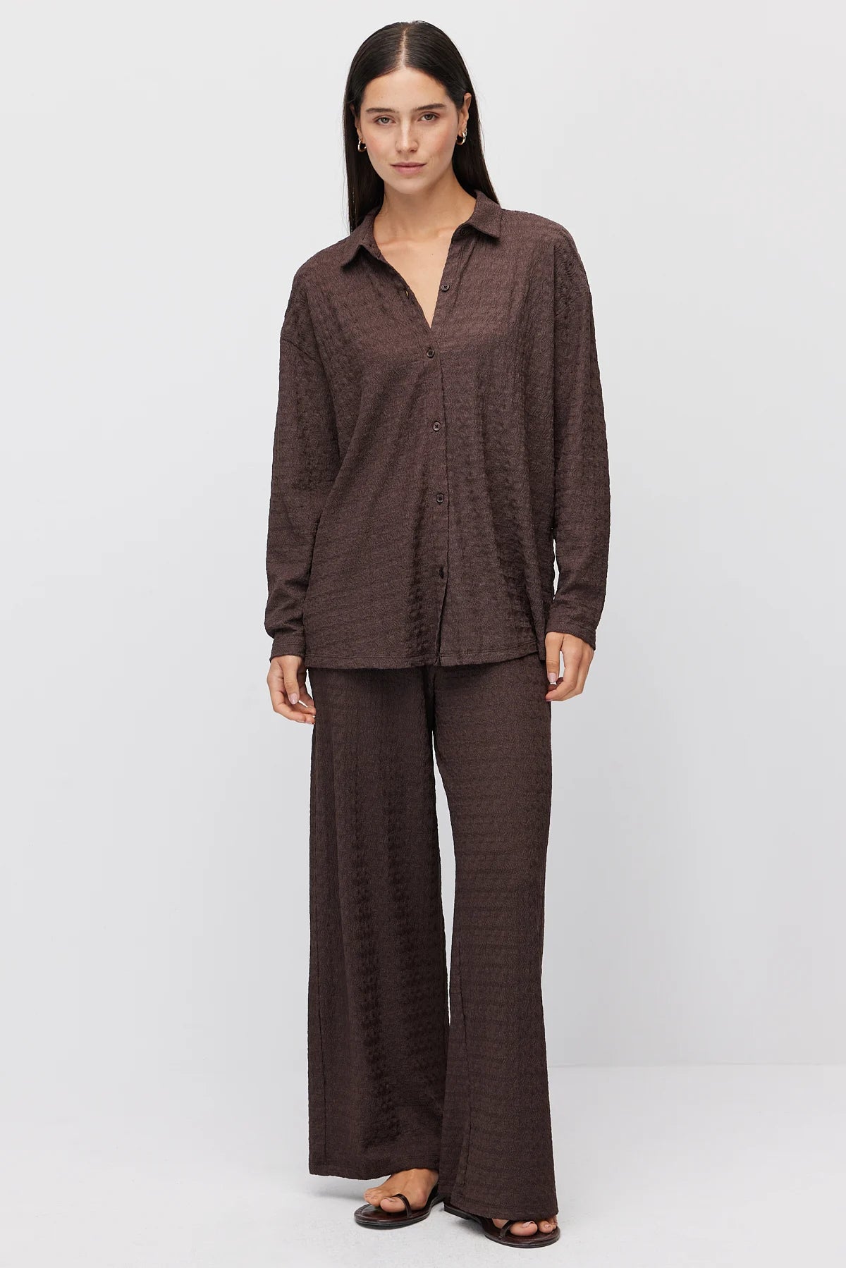 Women's Textured Pants with Elastic Waistband