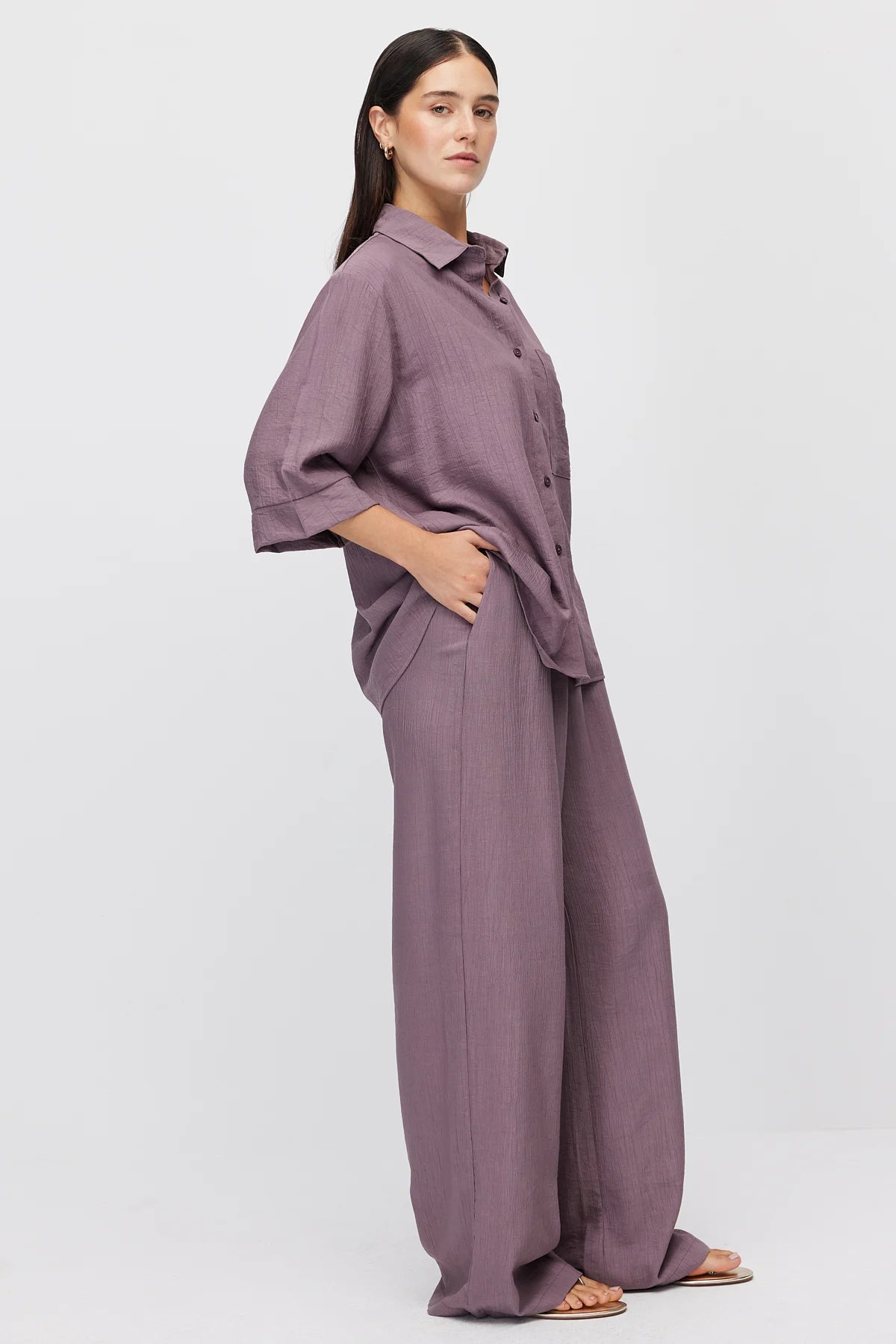 Women's Wide Leg Trousers with Tie Waist