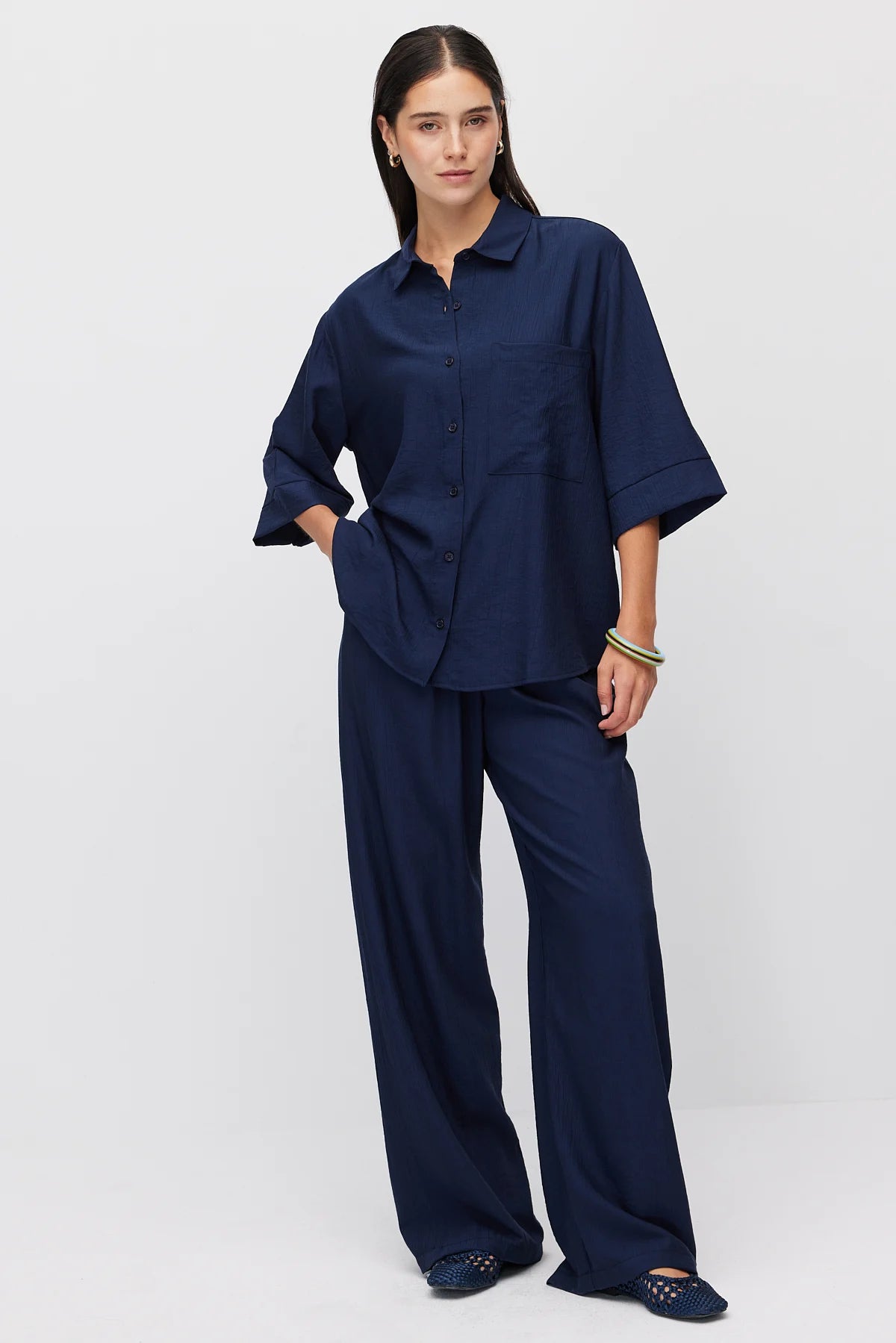 Women's Wide Leg Trousers with Tie Waist
