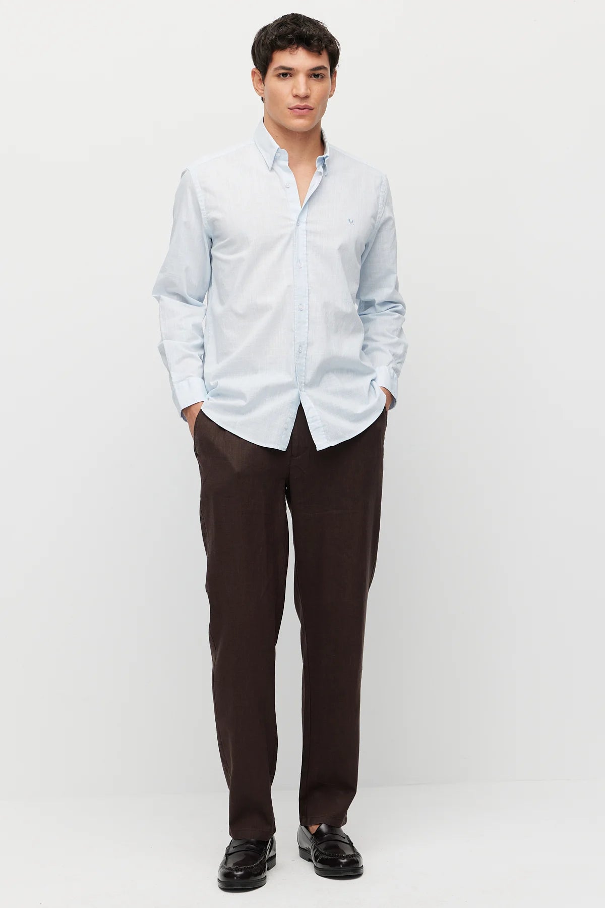 Men's Linen-Look Joggers with Elastic Waistband