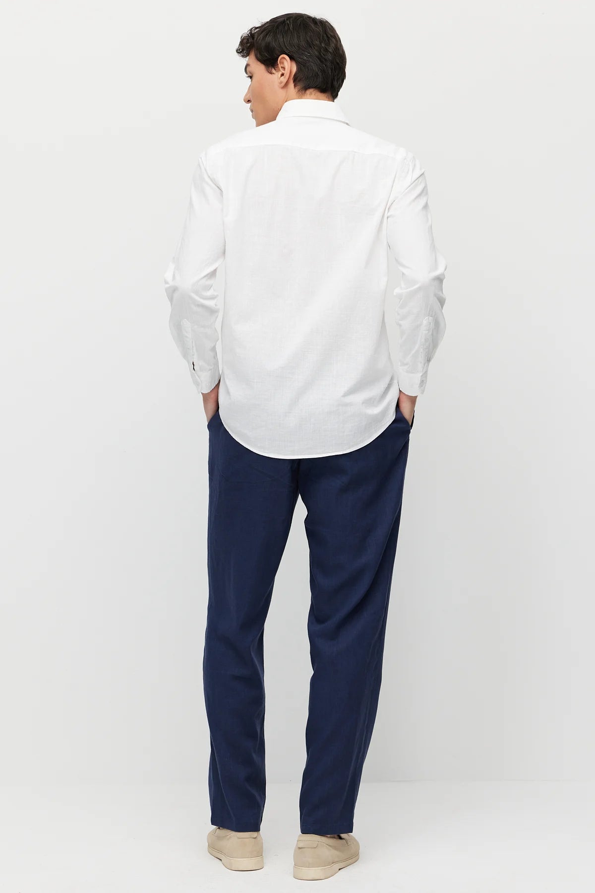 Men's Linen-Look Joggers with Elastic Waistband