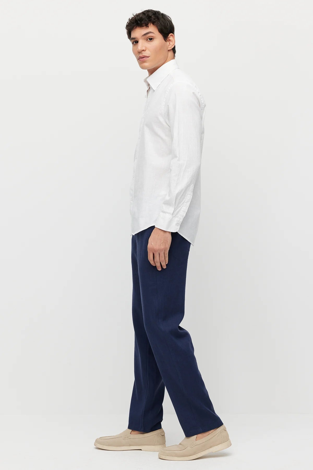 Men's Linen-Look Joggers with Elastic Waistband