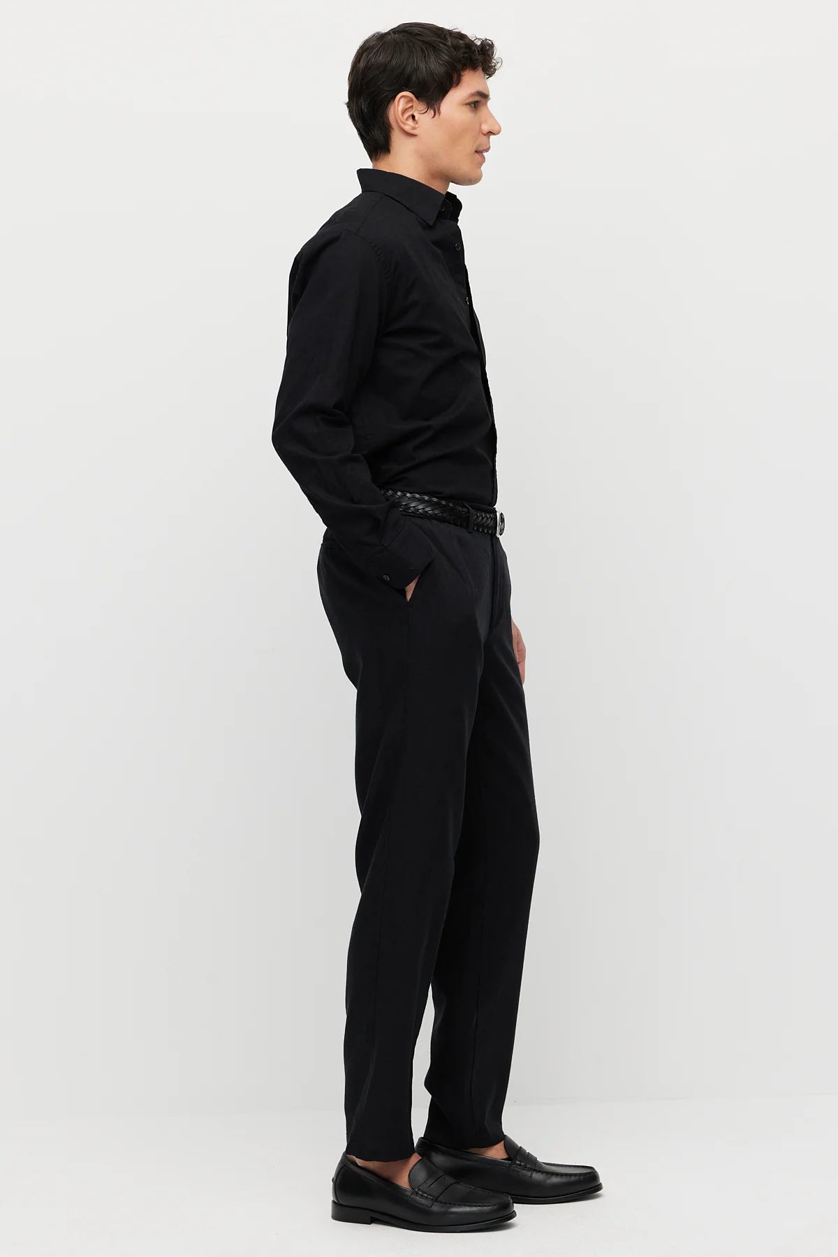Men's Linen-Look Joggers with Elastic Waistband