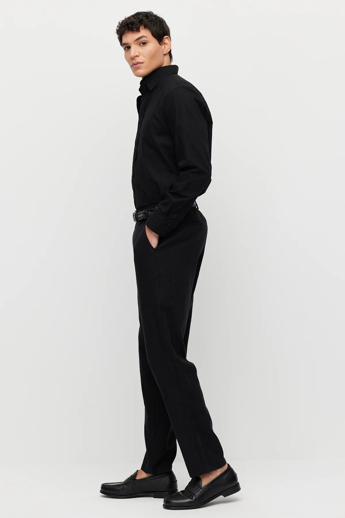 Men's Linen-Look Joggers with Elastic Waistband