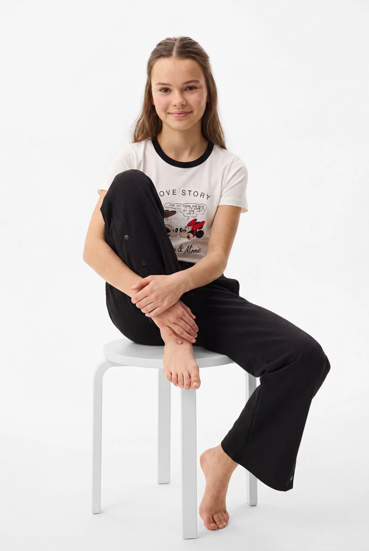 Kız Çocuk Paçası Çıtçıtlı Geniş Kesim Pantolon