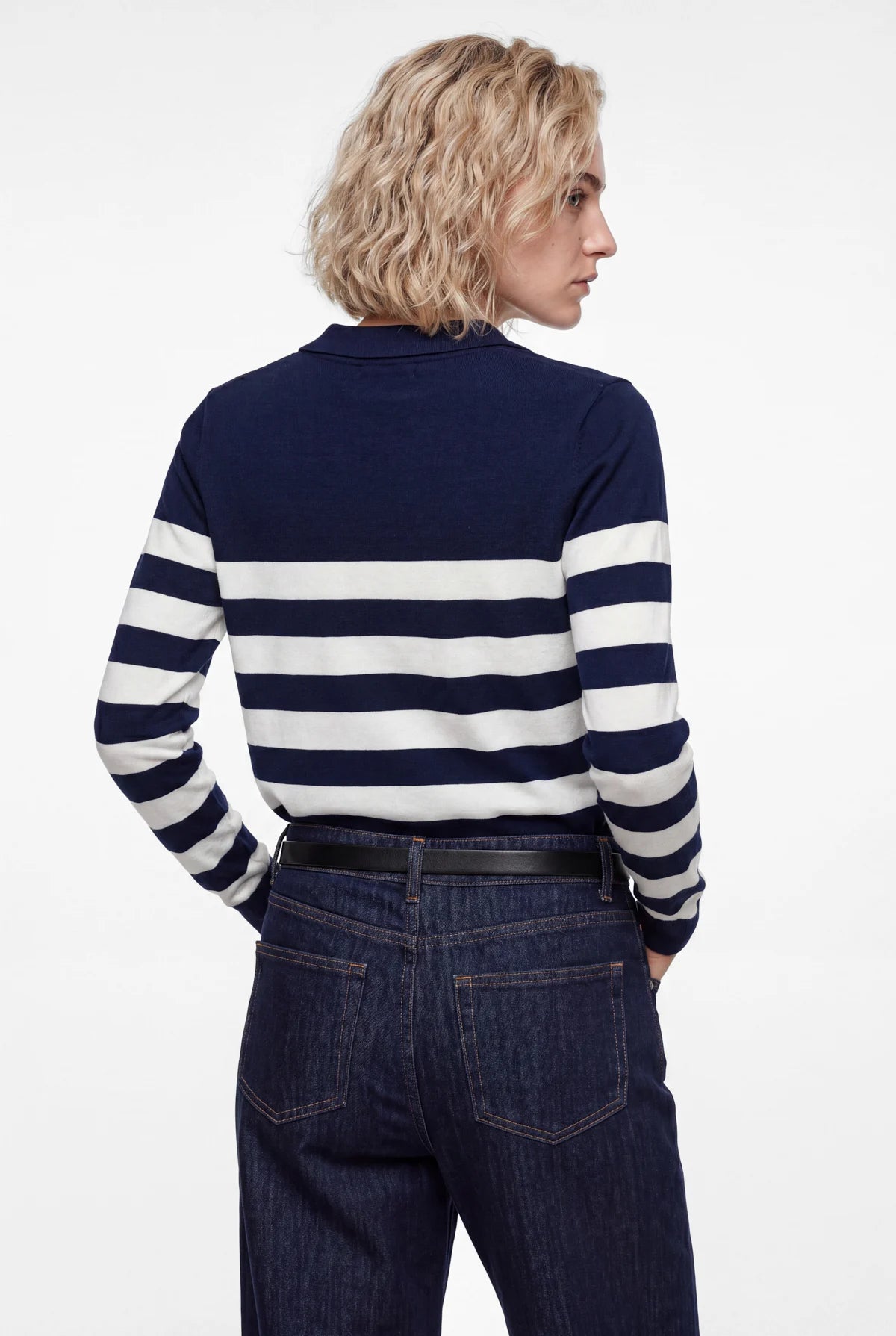 Women's Striped Polo Collar Knitwear
