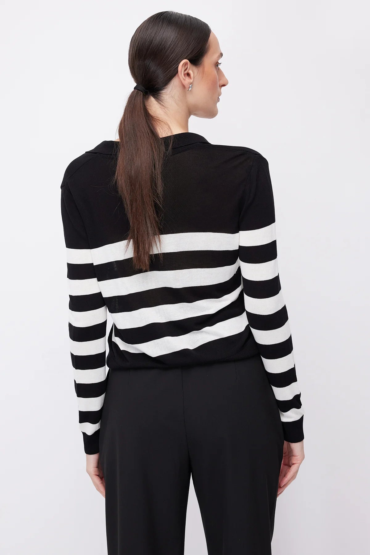 Women's Striped Polo Collar Knitwear