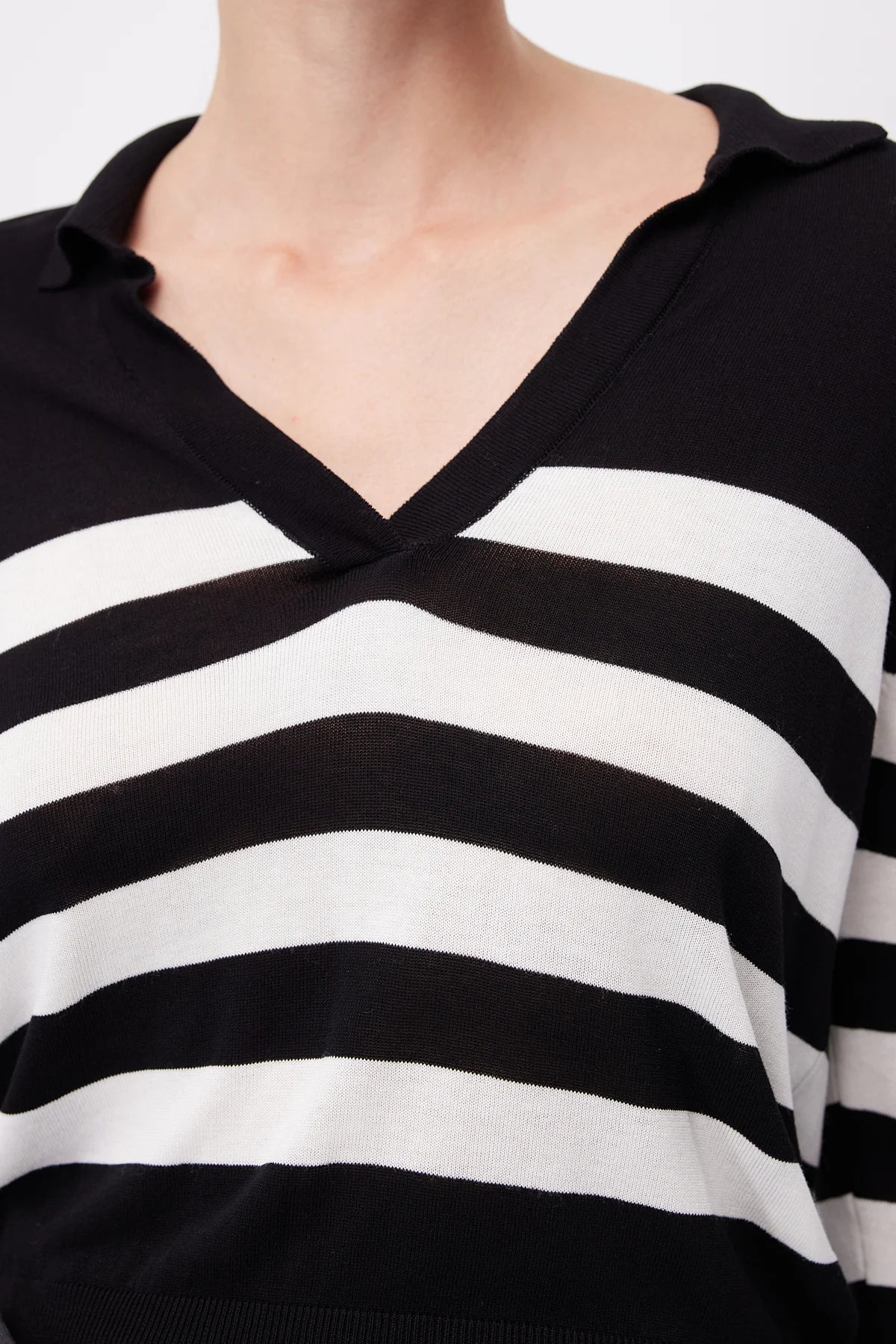 Women's Striped Polo Collar Knitwear