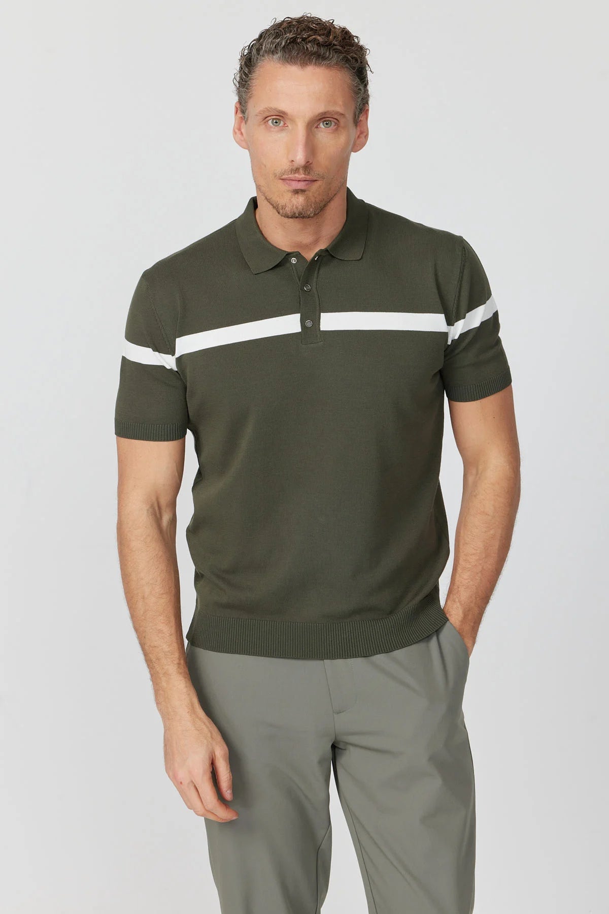 Men's Polo Collar Knit T-shirt