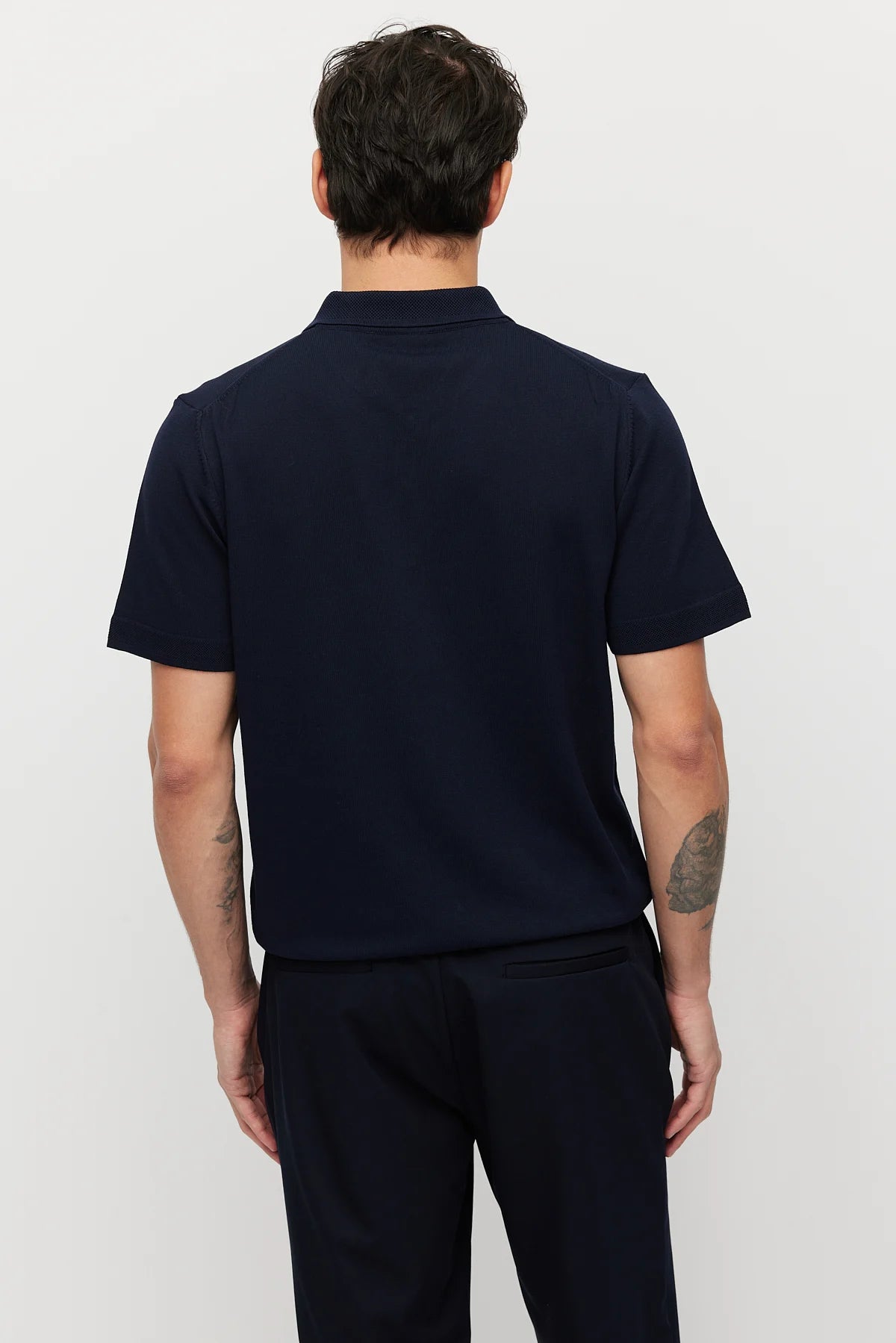 Men's Knitted T-shirt with Concealed Zip Collar