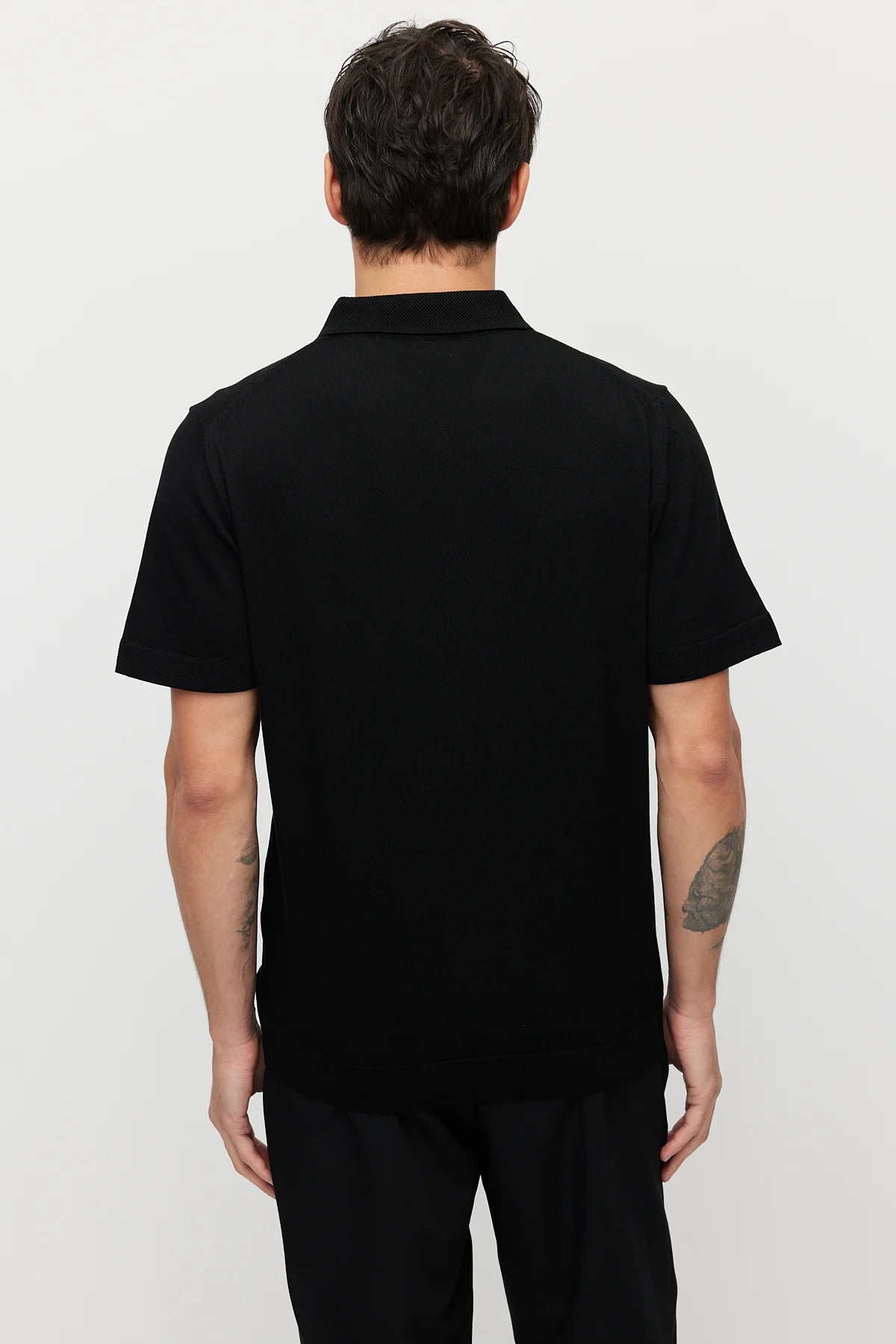 Men's Knitted T-shirt with Concealed Zip Collar