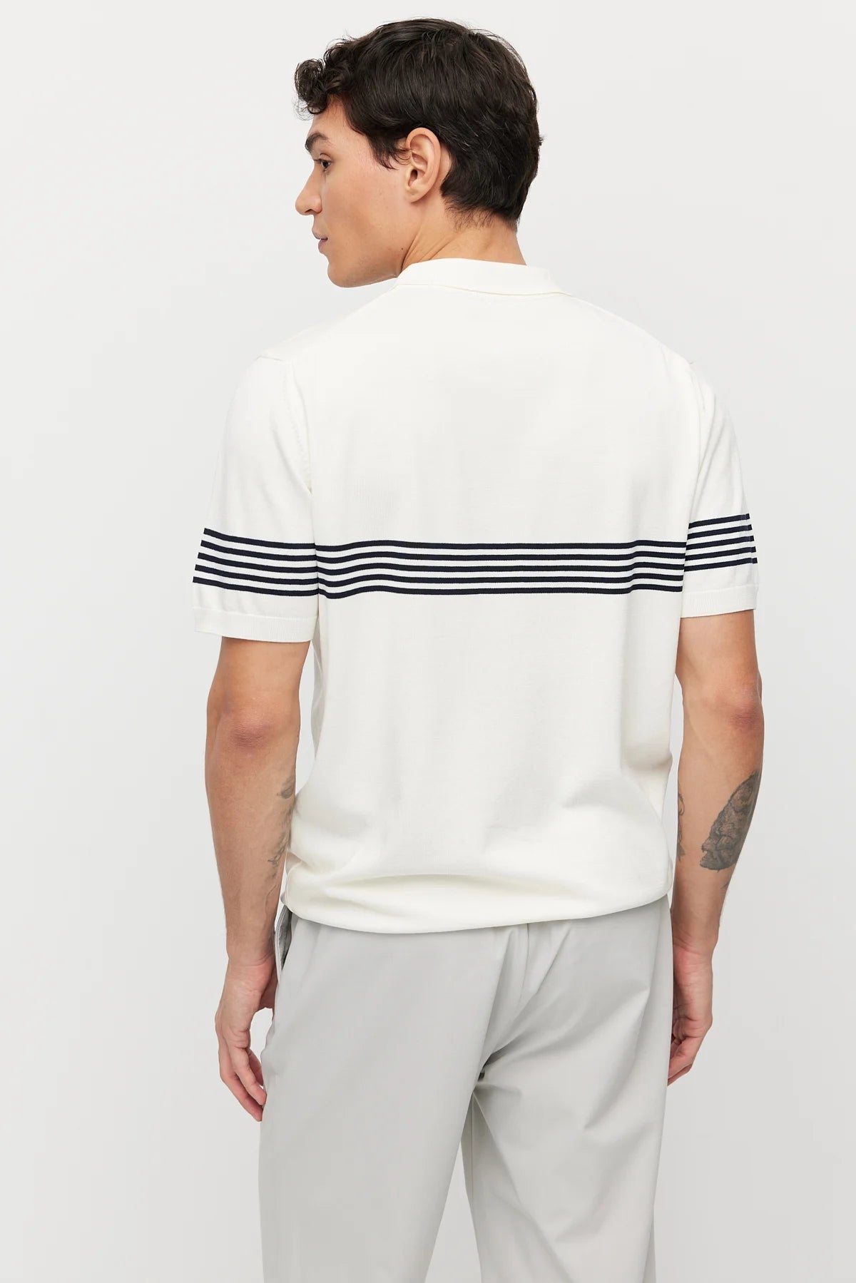 Men's Striped Zip-Up Knit T-shirt