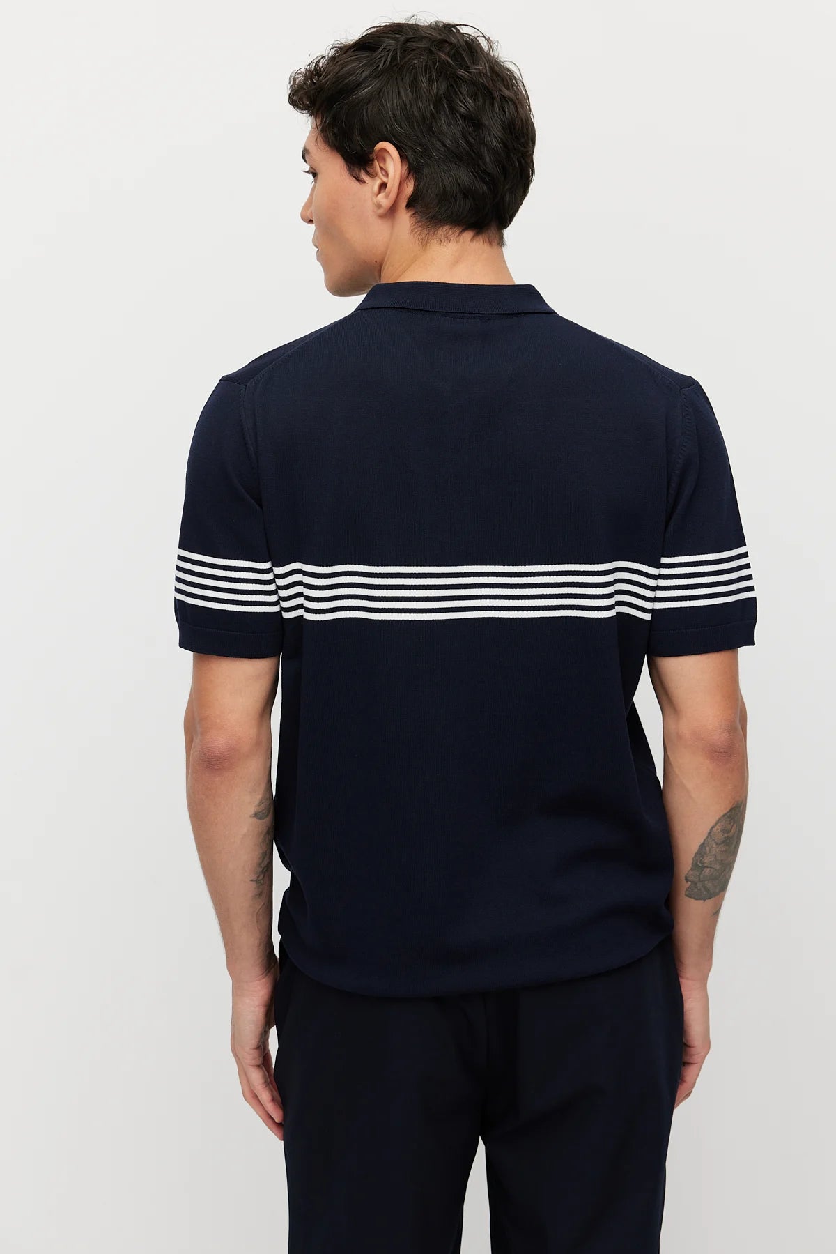 Men's Striped Zip-Up Knit T-shirt