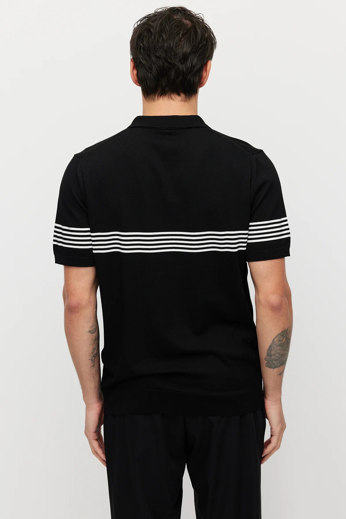 Men's Striped Zip-Up Knit T-shirt