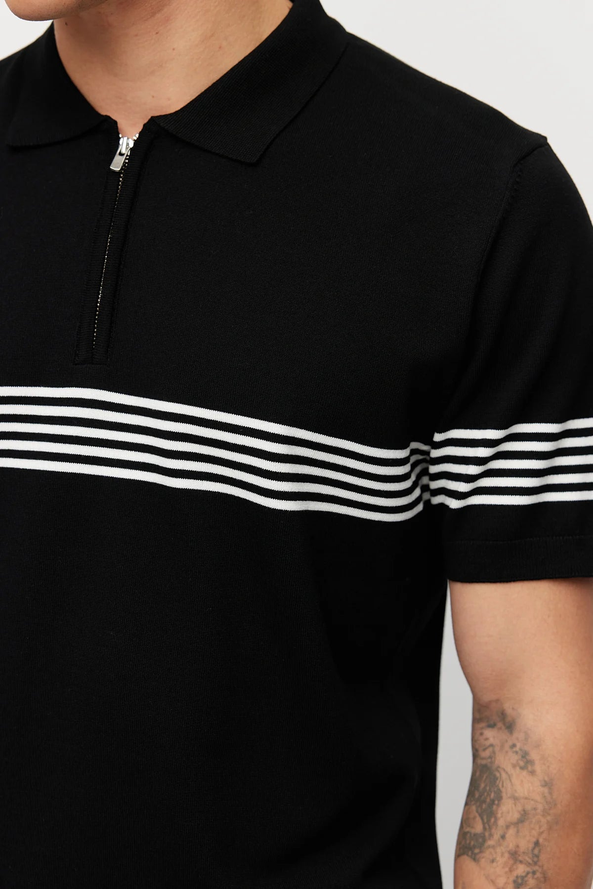 Men's Striped Zip-Up Knit T-shirt