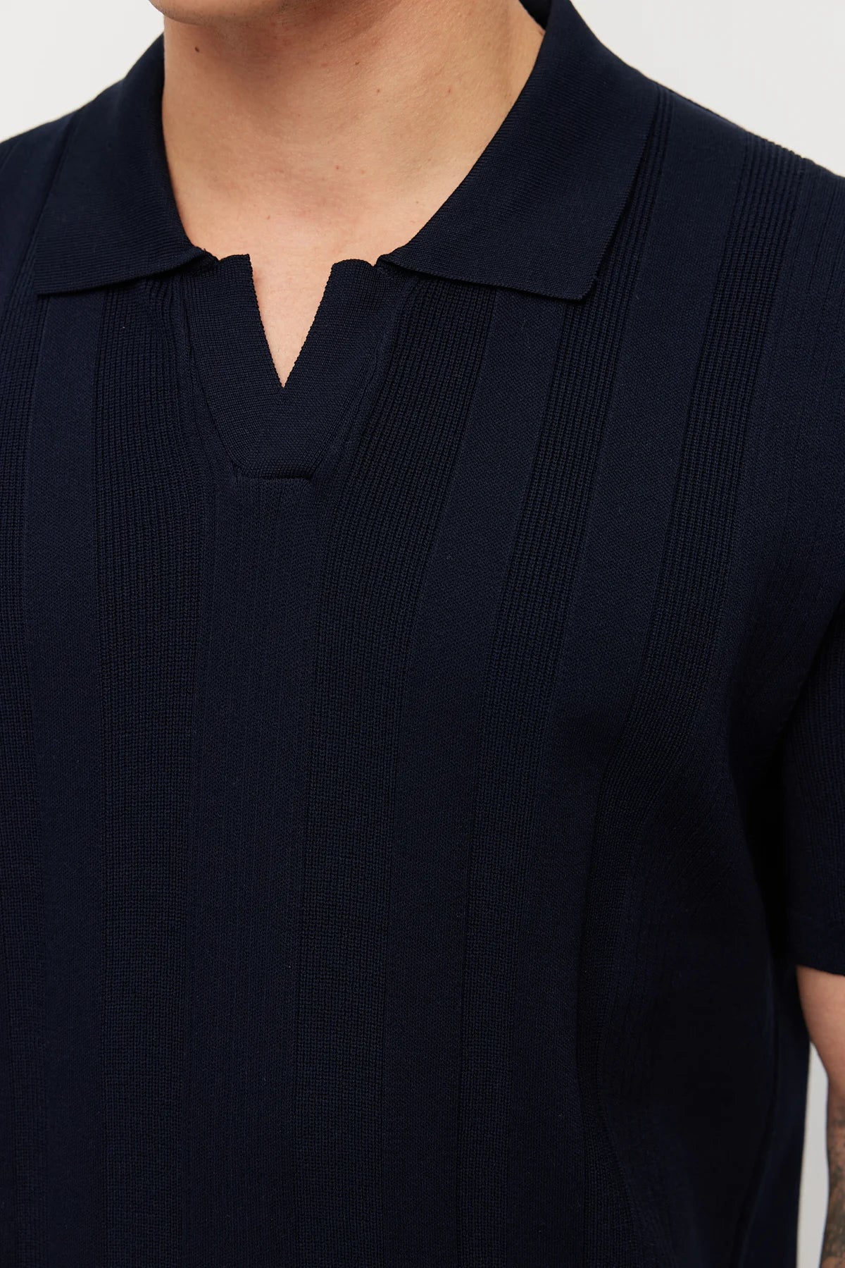 Men's Knitted Polo Collar Ribbed T-shirt