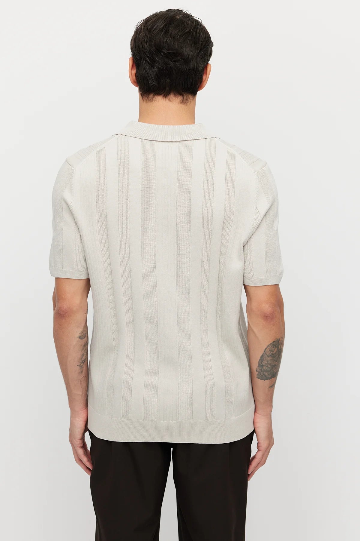 Men's Knitted Polo Collar Ribbed T-shirt