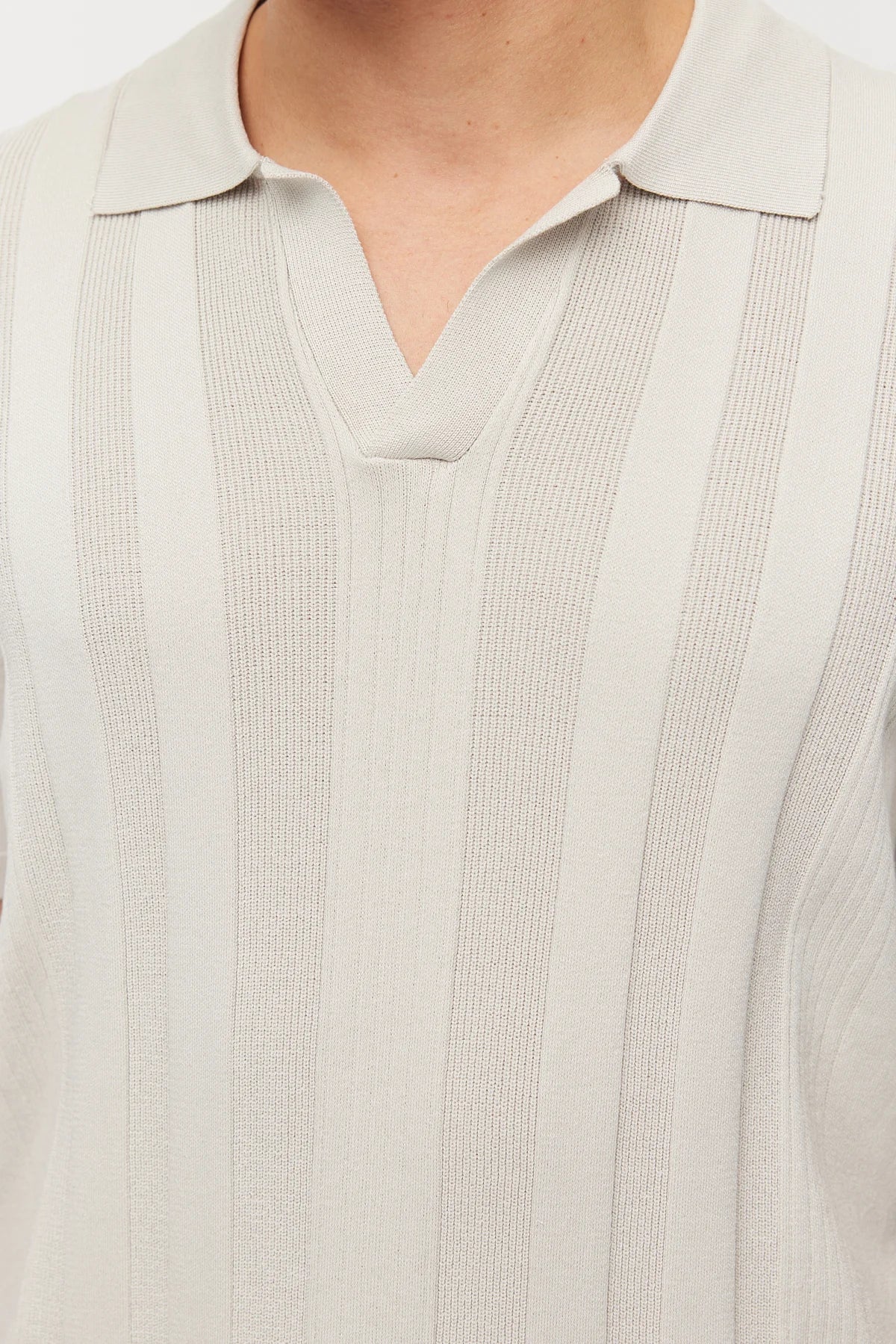 Men's Knitted Polo Collar Ribbed T-shirt