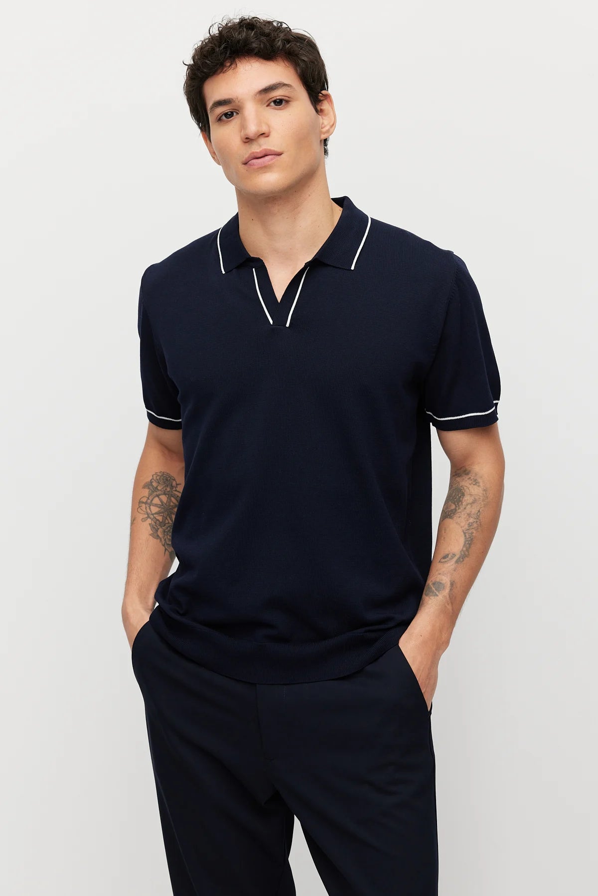 Men's Striped Detail Knitted T-shirt