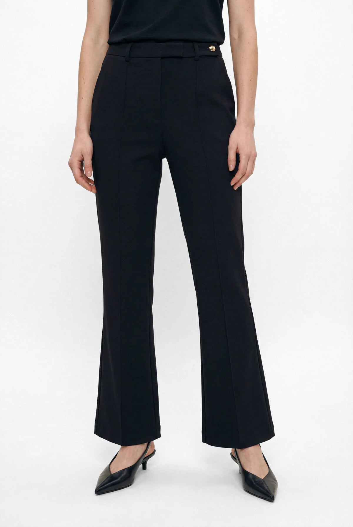 Women's Fabric Trousers with Button Detail at the Waist