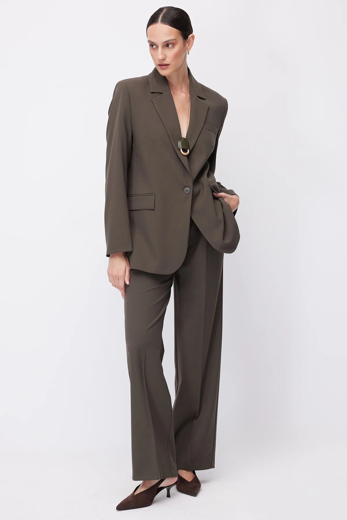 Women's Wide Leg Fabric Trousers