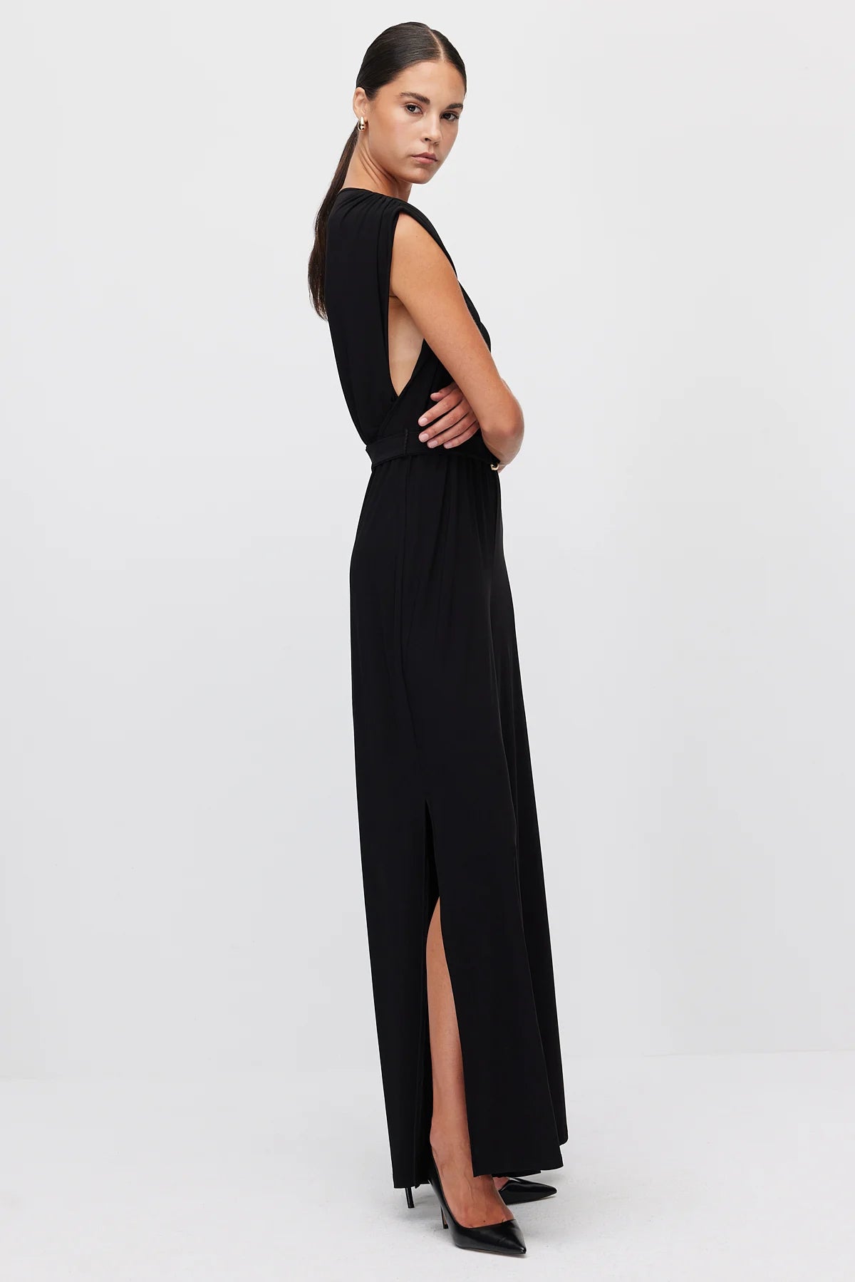 Women's Wide Leg Jumpsuit with Slit