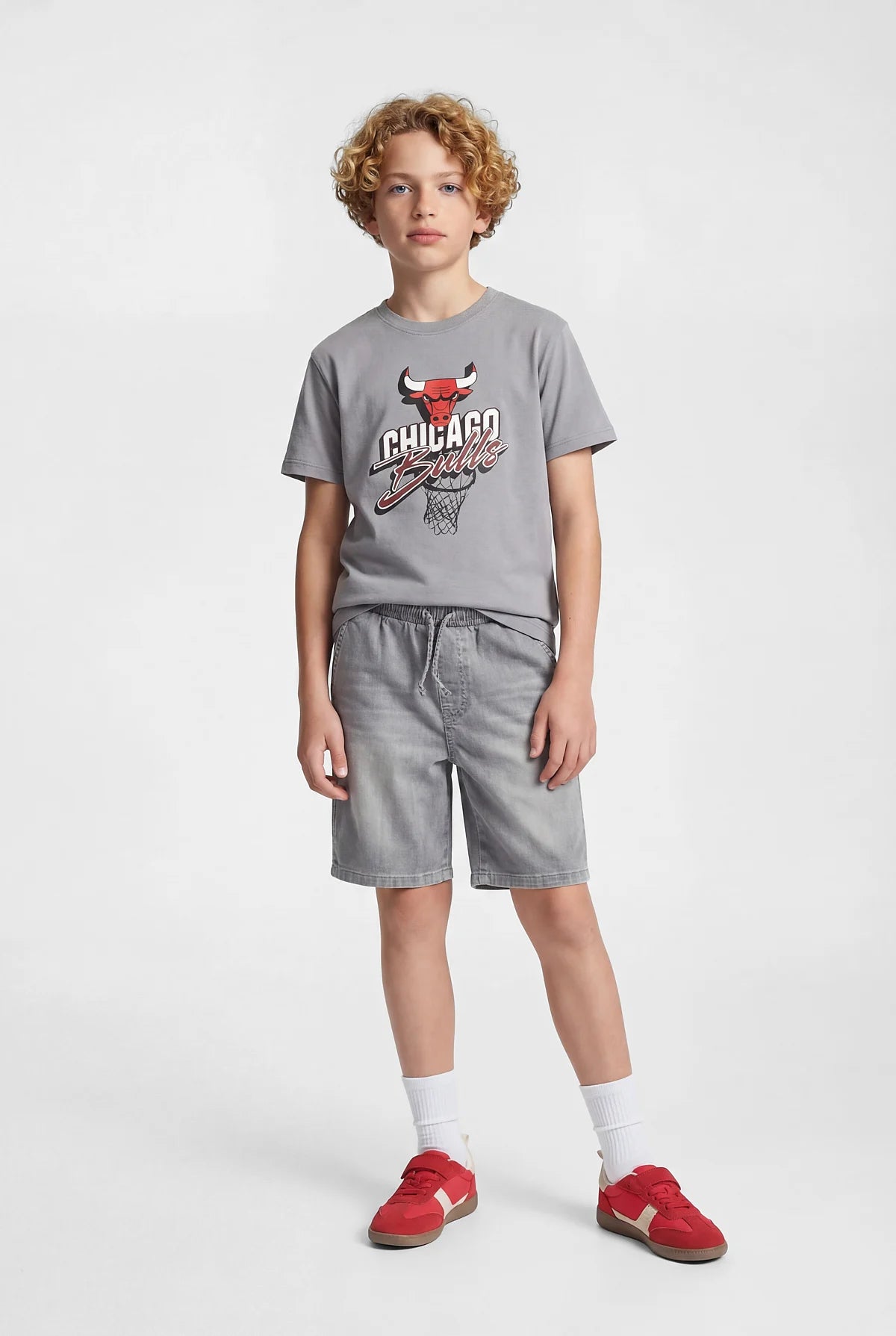 شورت جينز للأولاد برباط عند الخصر