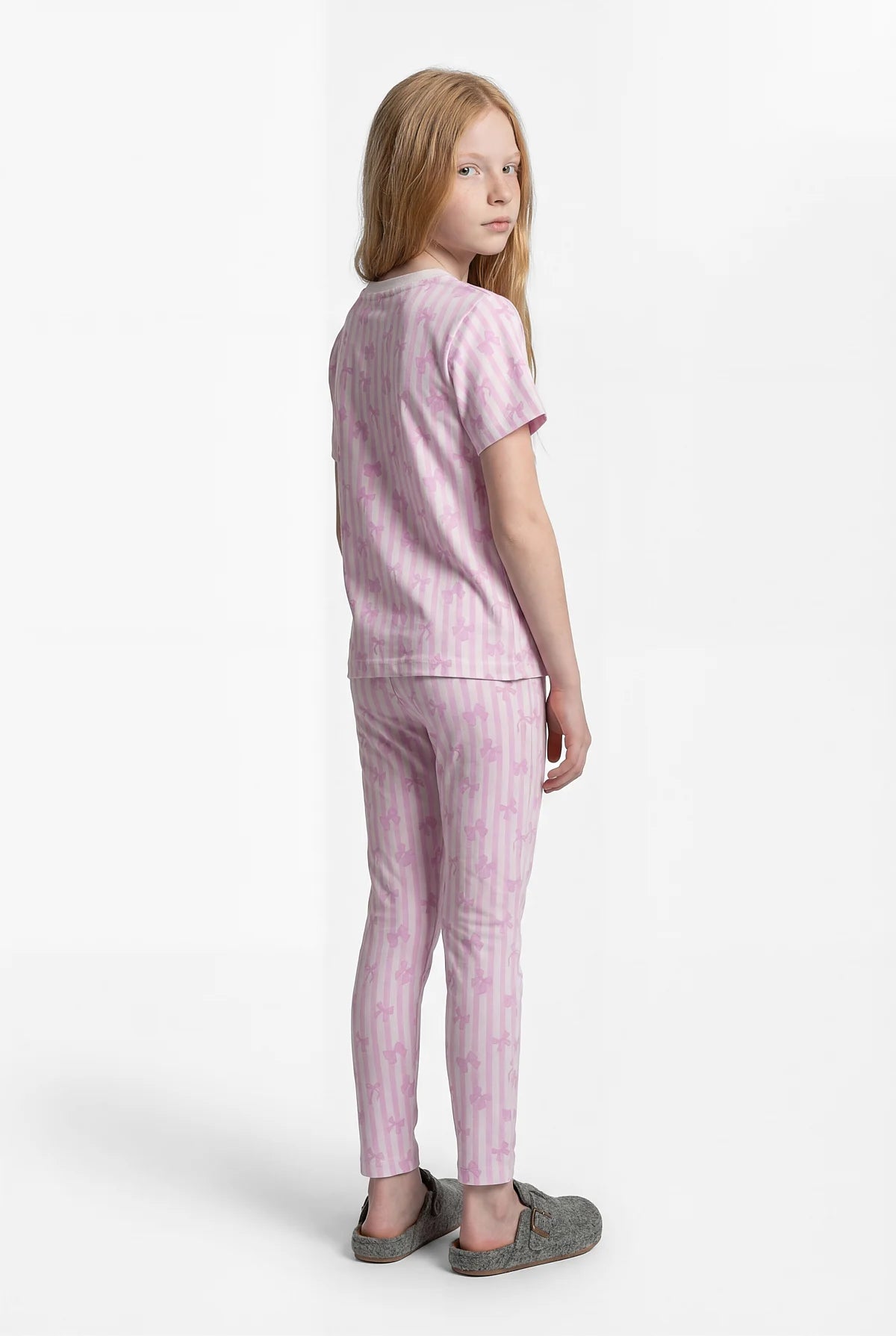 Girls' Crew Neck Printed Pajama Set