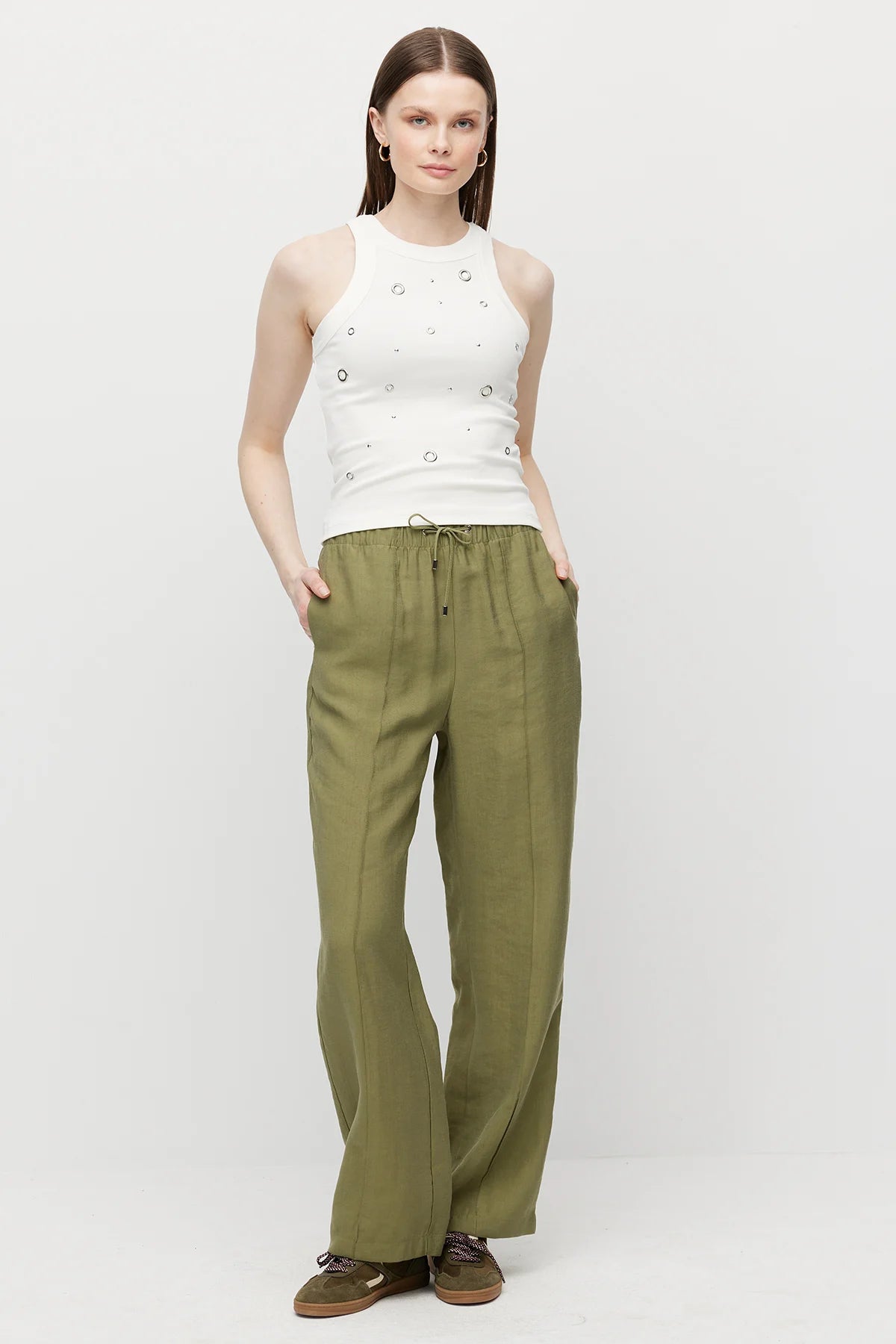 Women's Halter Neck Bodysuit with Eyelet Detail