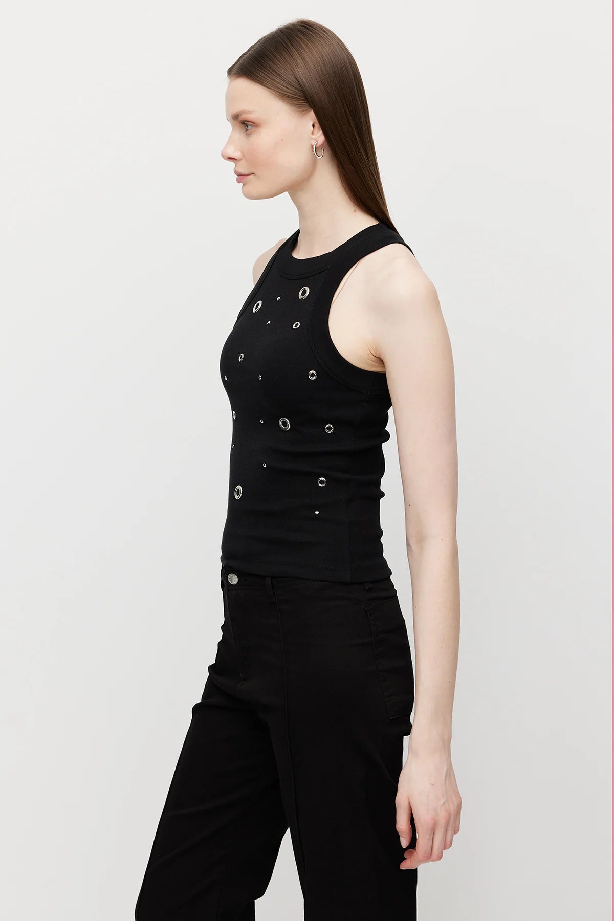 Women's Halter Neck Bodysuit with Eyelet Detail