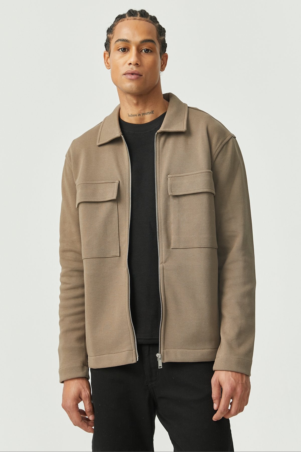 Men's Textured Zippered Sweat Jacket