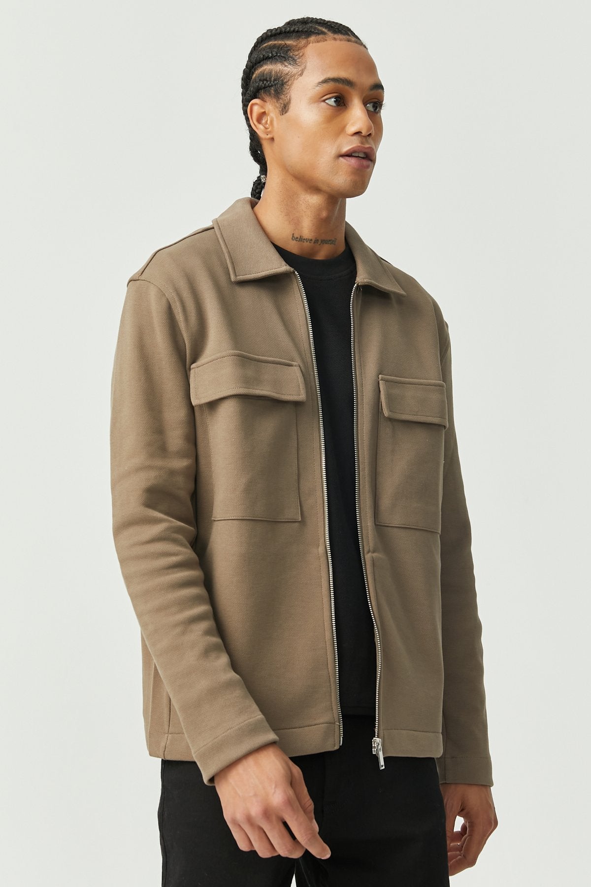 Men's Textured Zippered Sweat Jacket