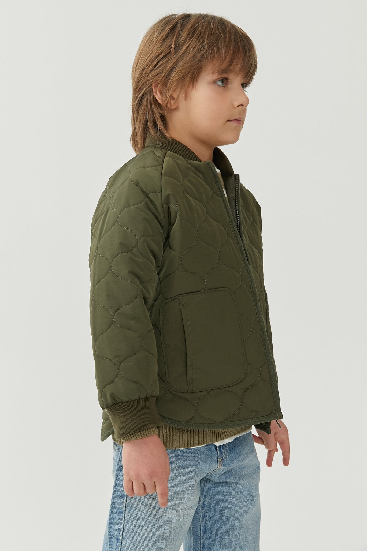 Boy's Quilted Patterned Thin Coat