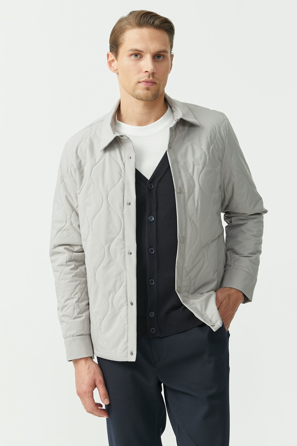 Men's Snap-Front Thin Coat