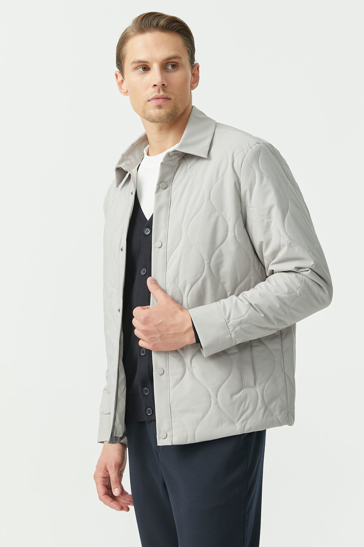 Men's Snap-Front Thin Coat